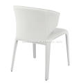 Hola white leather armrest dining chairs